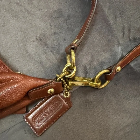 Coach Rich Brown Leather Shoulder Bag with Gold Accents